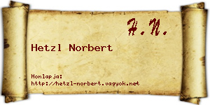 Hetzl Norbert névjegykártya